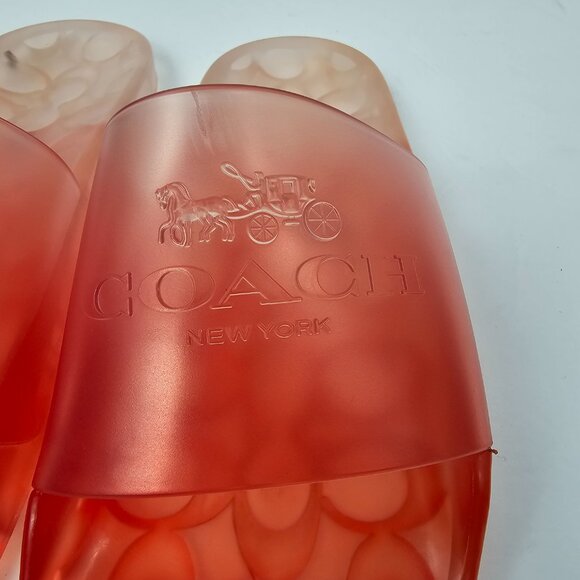 Coach Women's Coral Orange Ombre Jelly Slide Sandals Size Unmarked 27cm - Picture 4 of 10
